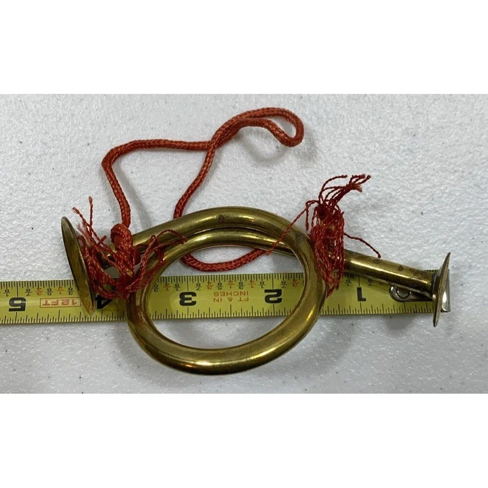 Vintage Mini Brass French Horn Ornament Christmas Tree Decorations SET OF 6